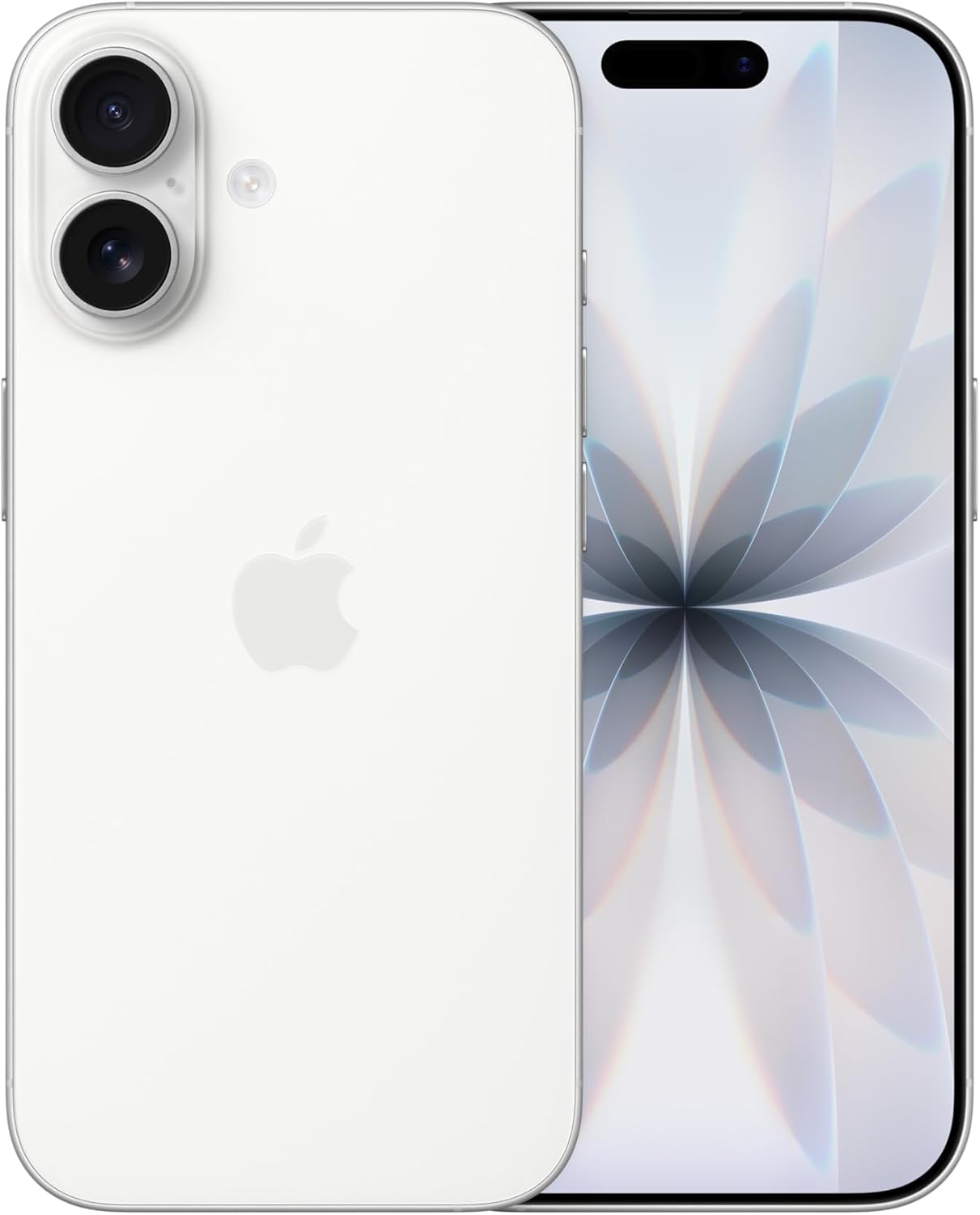 White Apple iPhone 17 with 256GB storage, front and back