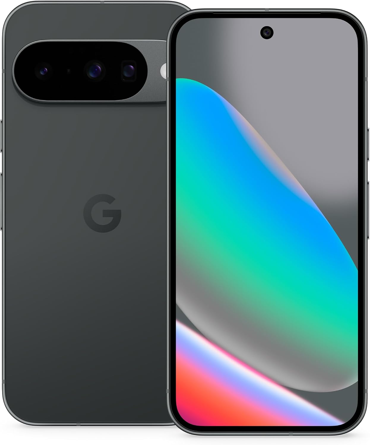 Obsidian Google Pixel 10 with 128GB storage, front and back