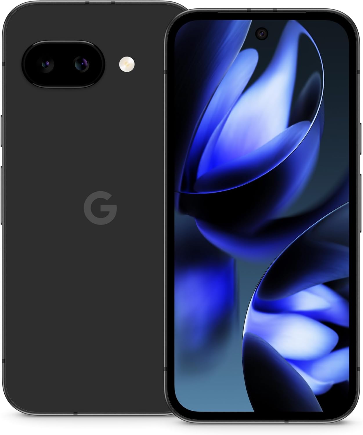 Obsidian Google Pixel 9a with 128GB storage, front and back