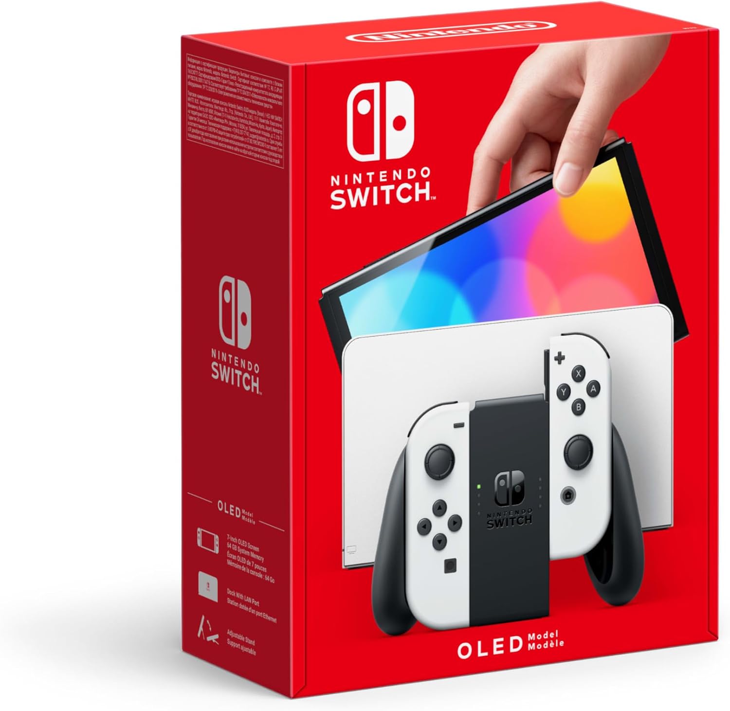 White Nintendo Switch OLED Model console and dock