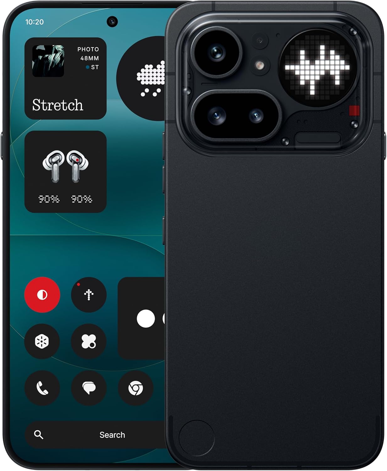 Black Nothing Phone 4a Pro with 8GB memory and 128GB storage, front and back