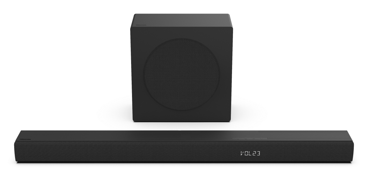 Hisense HS3100 soundbar with its wireless subwoofer